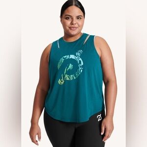 Peloton Agility Rio Tank Green Loose Fit Activewear Top Plus Size 1X Gym Yoga